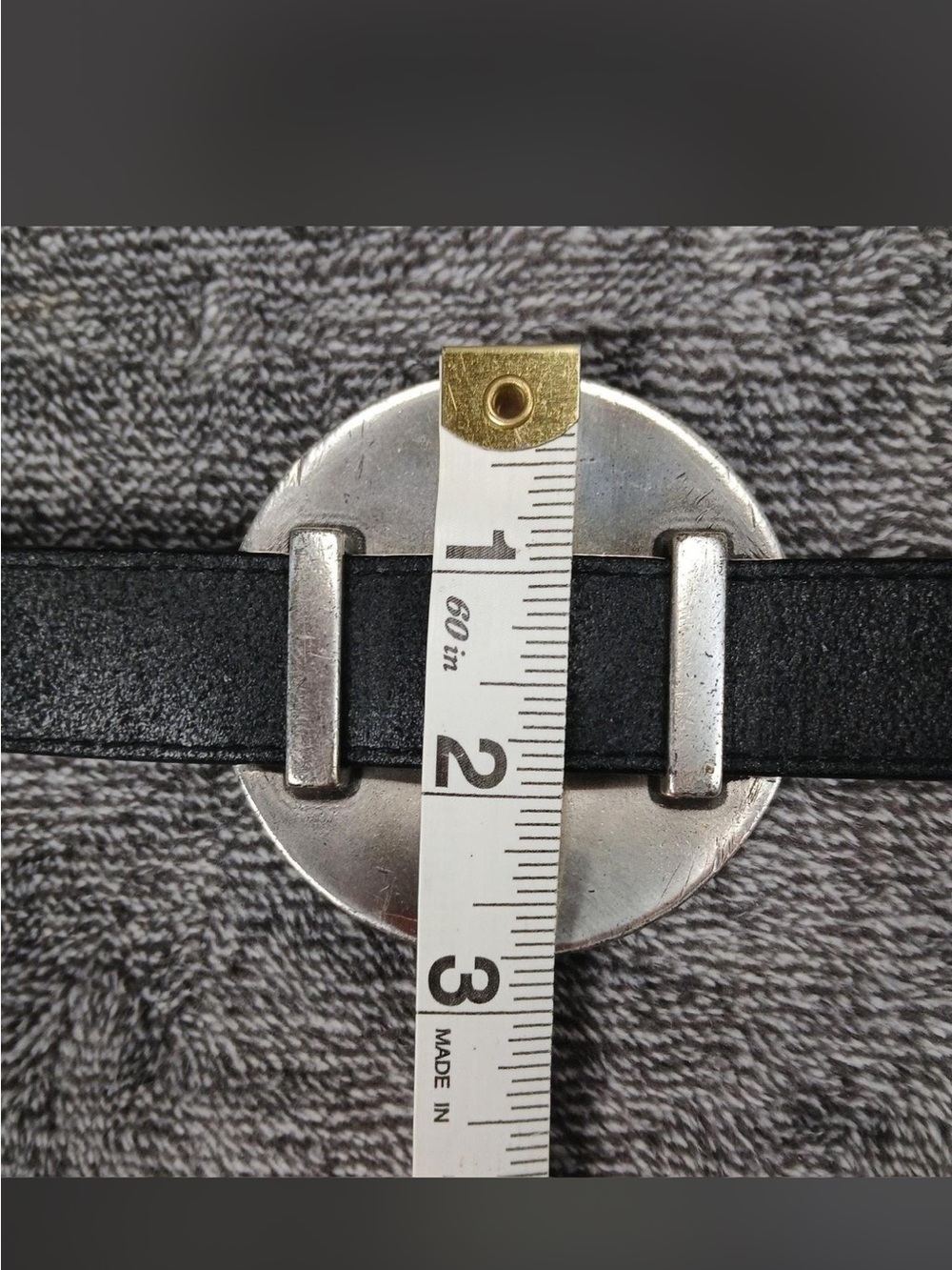 Vintage Nocono Black Leather Western turquoise silver tone Concho Heavy belt L - Picture 4 of 8